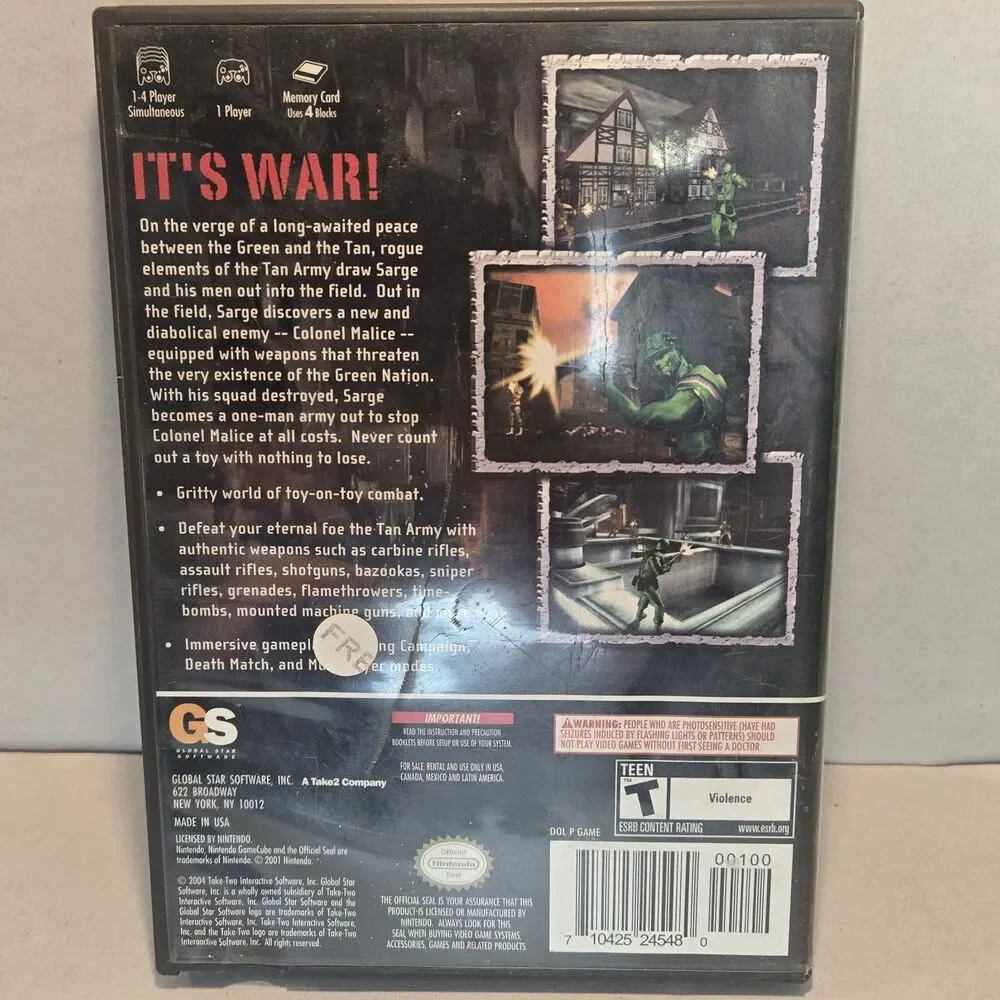 Army Men: Sarge's War (Nintendo GameCube, 2004) - Tested & Working No Guide